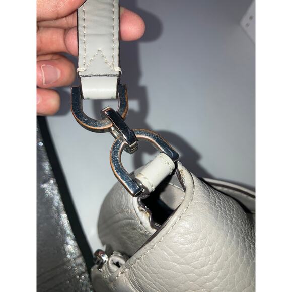 MICHAEL KORS, GRAY MEDIUM PEBBLED LEATHER SHOULDER BAG - Picture 6 of 16